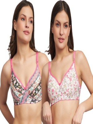 Narsingha Dreams Women's Cotton Blend Lightly Padded Floral Printed T-Shirt Bra Combo Pack Of 2 Women T-Shirt Lightly Padded Bra(Multicolor)