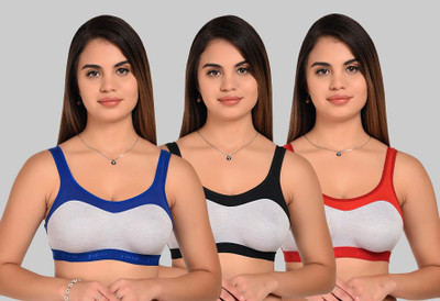 Yana Women Sports Non Padded Bra(Black, Red, Blue)