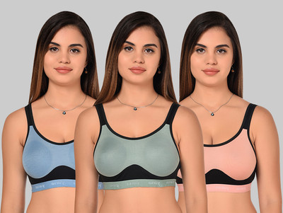Zivosis Women Sports Non Padded Bra(Light Blue, Light Green, Pink)
