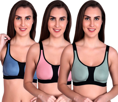 lufiya riru Women Sports Non Padded Bra(Dark Blue, Dark Green, Pink)