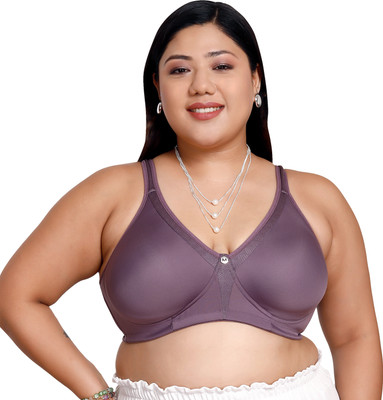 maashie M4418 Women's Side Panel Lace Double Layered Cups High Support Seamless Bra Women Everyday Non Padded Bra(Purple)