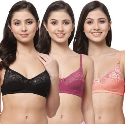 Docare NET21 Women Bralette Non Padded Bra(Black, Maroon, Orange)