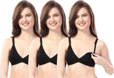 Fabme Women Maternity/Nursing Non Padded Bra(Black)