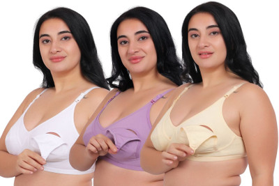 Fabme Women Maternity/Nursing Non Padded Bra(Purple, White, Beige)