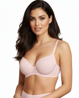 Saforia CuddleCot Padded Tshirt Bra Women T-Shirt Lightly Padded Bra(Pink)