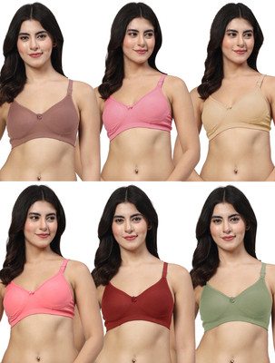 LILY Axela Moulded Double Layered Women T-Shirt Non Padded Bra(Multicolor)
