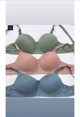 SUPER BEAUTY SB Super beauty stylish women padded bra pack of 3 Women T-Shirt Lightly Padded Bra(Pink, Light Green, Light Blue)
