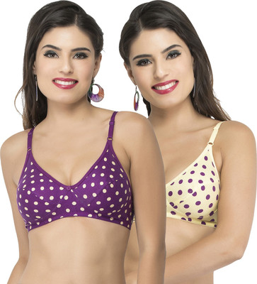 Docare Women Full Coverage Non Padded Bra(Purple, Yellow)