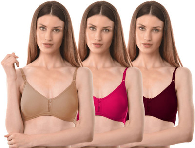 Vanila Seamless Cotton Bra for Women & Girls Comfortable & Supportive Bra Women Everyday Non Padded Bra(Beige, Pink, Maroon)