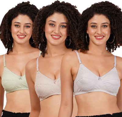 FigureFit RajniMino Women Everyday Non Padded Bra(Grey, Brown, Green)