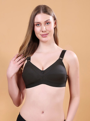 Floret Floret Non Padded Full Coverage Cotton Bra Women Full Coverage Lightly Padded Bra(Black)