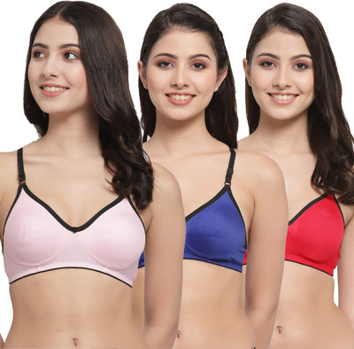 Docare M2Mino Women T-Shirt Non Padded Bra(Pink, Dark Blue, Red)
