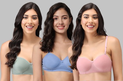 samvar Women Minimizer Lightly Padded Bra(Green, Light Blue, Pink)