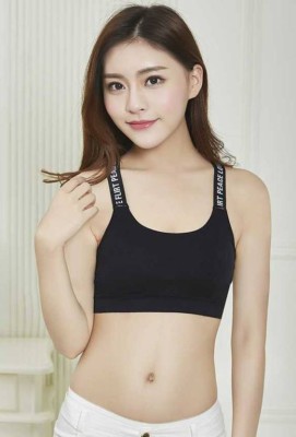 Mrs Queen Women Sports Lightly Padded Bra(Black)