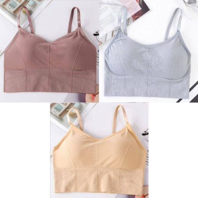 FiveFlag Women T-Shirt Lightly Padded Bra(Grey, Purple, Beige)