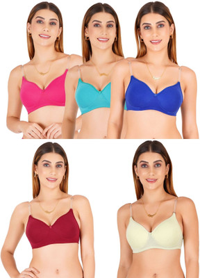 Liigne Transparent Strap Women Padded Bra Women Everyday Lightly Padded Bra(Multicolor)