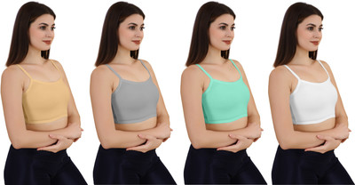 Guru Krupa Traders Women Sports Non Padded Bra(Gold, Grey, Light Green, White)