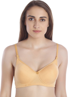 zoxen Women T-Shirt Lightly Padded Bra(Gold)