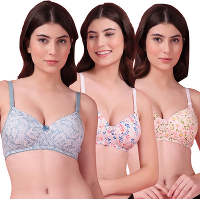 Shyam Sons FLAIR Polypad Women T-Shirt Lightly Padded Bra(Blue, Pink, Beige)