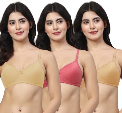 LILY maofcigam Women T-Shirt Heavily Padded Bra(Beige, Maroon, Gold)