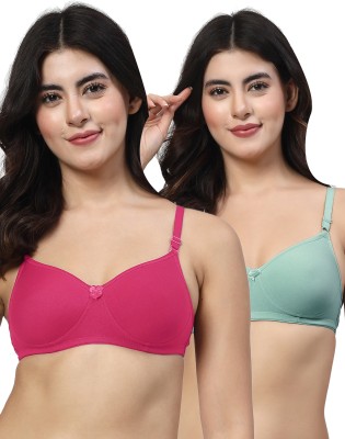 LILY DapYeh Women T-Shirt Heavily Padded Bra(Pink, Green)