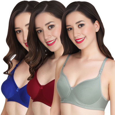 Liigne Women Everyday Padded Bra (Pack Of 3) for T-Shirt Saree Dress Sports Garment Women Full Coverage Lightly Padded Bra(Blue)