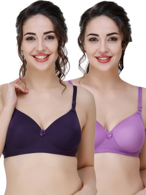 COLLEGE GIRL Hellopad ComboPO2 Women T-Shirt Lightly Padded Bra(Purple, Purple)