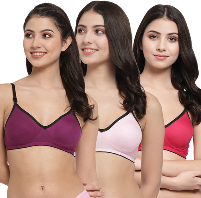 Docare M2Mino Women T-Shirt Non Padded Bra(Purple, Pink, Pink)