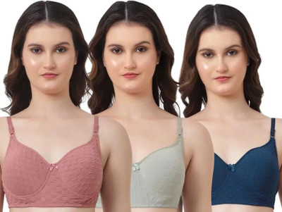 CALCADOS Women Push-up Lightly Padded Bra(Dark Blue, Pink, Green)