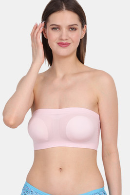 s k traders Women's Stretchable Seamless Nylon Non Padded Tube Bra Women Minimizer Non Padded Bra(Pink)