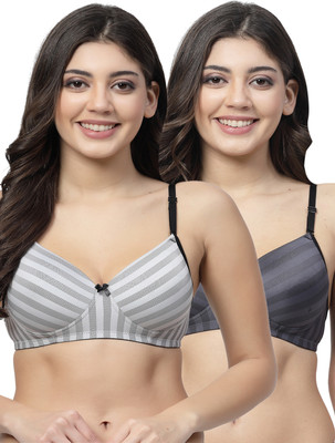 Docare DenimPad Women T-Shirt Lightly Padded Bra(White, Grey)