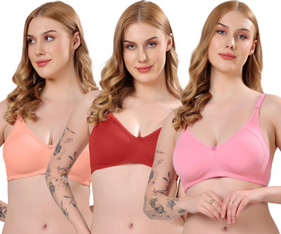 London Hills London Hills Regular bra for women everyday full coverage Bra Women Full Coverage Non Padded Bra(Orange, Red, Pink)