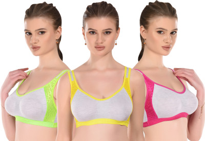 Zivosis Women Sports Non Padded Bra(Yellow, Pink, Light Green)