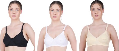 Hzsah women bra Women Full Coverage Non Padded Bra(Beige, Black, White)