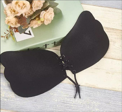 Mynix Backless Silicone Stick-On Bra Women Stick-on Lightly Padded Bra(Black)