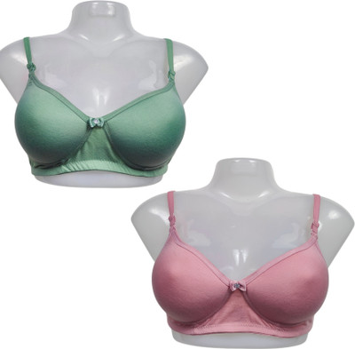 DA CREATIONS PACK OF 2 WOMEN SOLID MOLD PUSH-UP LIGHTLY PADDED BRA Women Push-up Lightly Padded Bra(Multicolor)