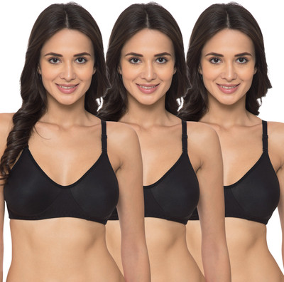 KOMLI Women T-Shirt Non Padded Bra(Black)