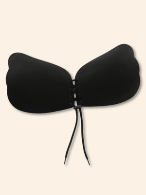 CareDone Women's & Girl's Strapless Push Up Wire Free Stick On Invisible Bra Women Push-up Heavily Padded Bra(Black)