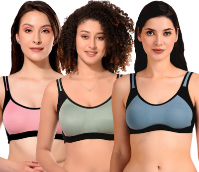 lufiya riru Women Sports Non Padded Bra(Blue, Green, Pink)