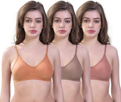 TIARALOOKS TIARALOOKS Women fullcoverage Nonpadded T-Shirt Mold Bra-TLB-78103-Pack of 3 Women Everyday Non Padded Bra(Multicolor)