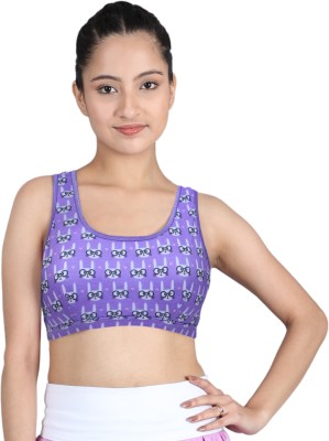 Dchica Regular Broad Strap Bra for Girls Non-Wired Gym Workout Girls Sports Non Padded Bra(Purple)