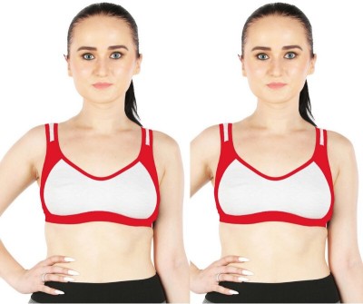 Draxstar Attire Traditional Cotton Sports Bra Women Sports Non Padded Bra(Red, Red)