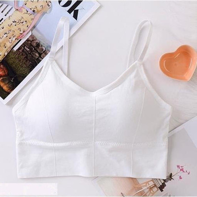 Hirrnik Women Cami Bra Lightly Padded Bra(White)