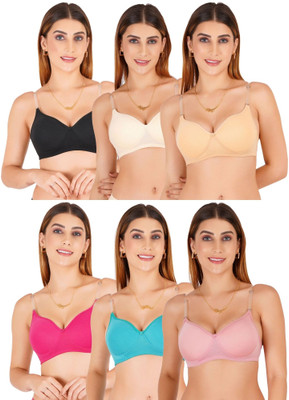 Liigne Transparent Strap Women Padded Bra Women Everyday Lightly Padded Bra(Multicolor)