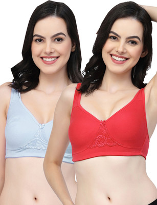 COLLEGE GIRL CG1214Mino Women Minimizer Non Padded Bra(Red, Light Blue)