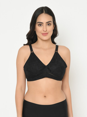 Curvy Love Women Mid Coverage Lightly Padded Non Wired Lace Bra Adjustable Straps | Black Women Everyday Lightly Padded Bra(Black)