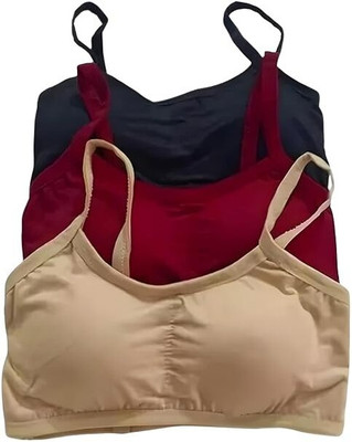 NAVRISE Women 6 Patti I Padded Bra I EveryDay Wear I Light Padded I Pack Of 3 Women Everyday Lightly Padded Bra(Black, Maroon, Yellow)
