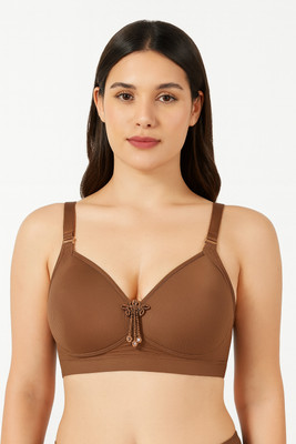 Hpa Women’s Light Padded Full Coverage Bra | Size Adjustable Straps & Self Lining Women Everyday Lightly Padded Bra(Brown)