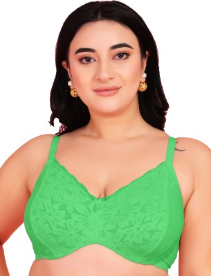 Curvy Love Soft Lace Women Balconette Non Padded Bra(Green)