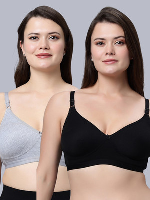 Eden EDENBRA08GREYBLACK Women T-Shirt Non Padded Bra(Grey, Black)